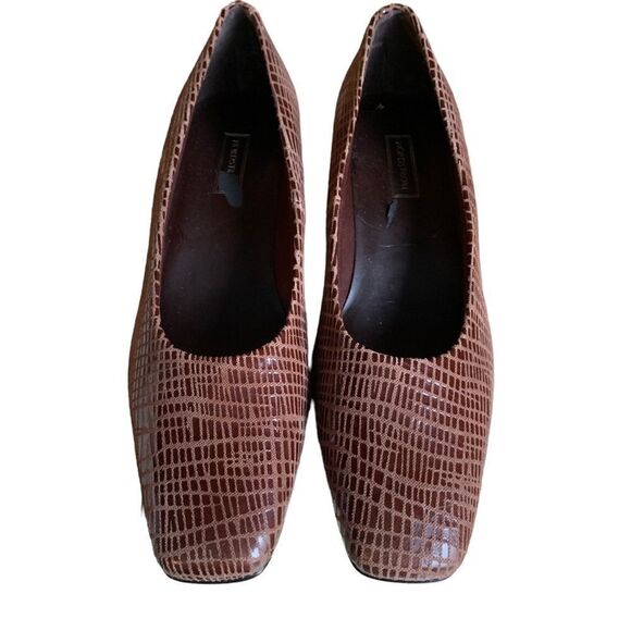 Nordstrom Animal Print Leather Pumps Heels Embossed Brown Women’s Size 8.5 - Picture 5 of 13